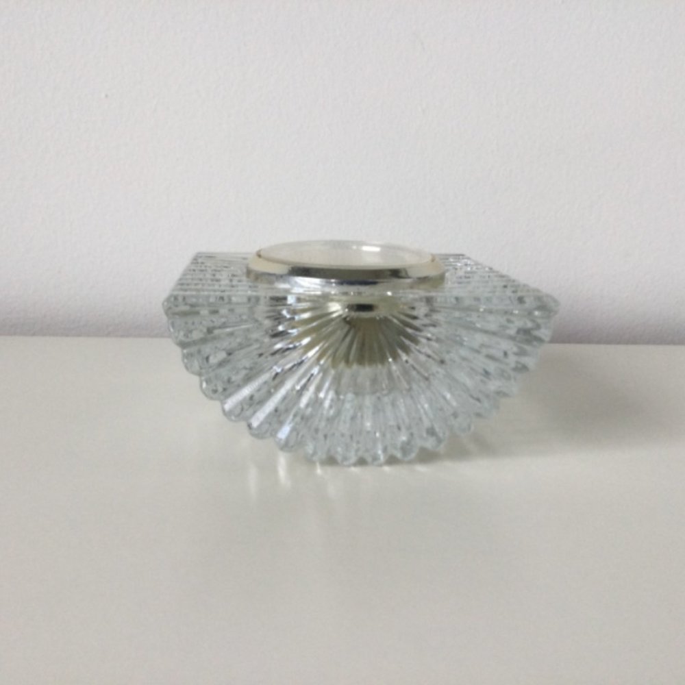 Mikasa Art Deco Vintage Table Shelf Desk Clock B Germany Crystal Semicylinder - Picture 7 of 11